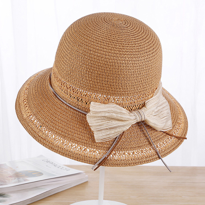 Fashion Light Coffee Bowknot Decorated Beach Sun Hat,Sun Hats