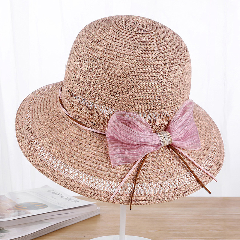 Fashion Pink Bowknot Decorated Beach Sun Hat,Sun Hats