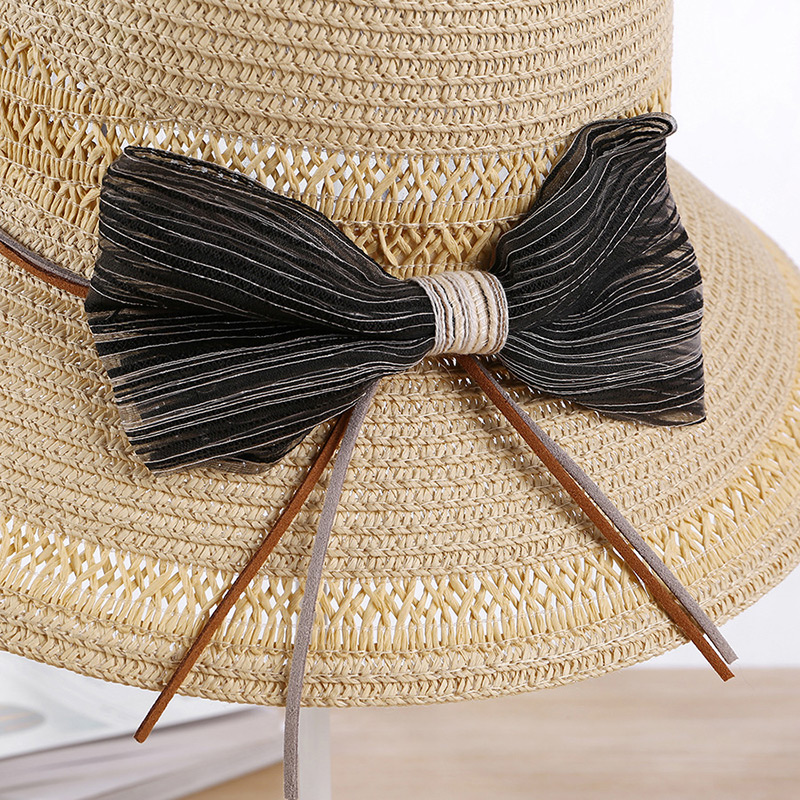 Fashion Beige Bowknot Decorated Beach Sun Hat,Sun Hats