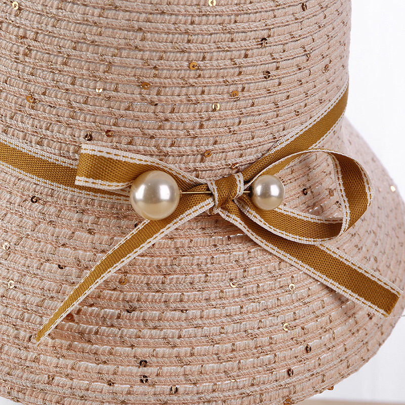 Fashion Coffee Pearls Decorated Fisherman Sunshade Hat,Sun Hats