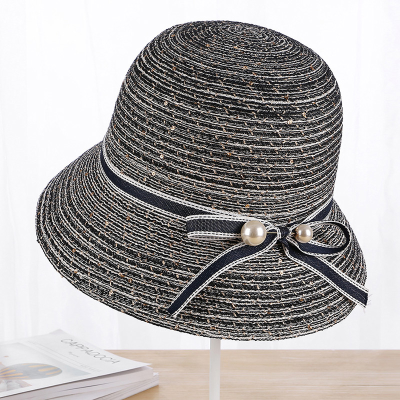 Fashion Beige Pearls Decorated Fisherman Sunshade Hat,Sun Hats