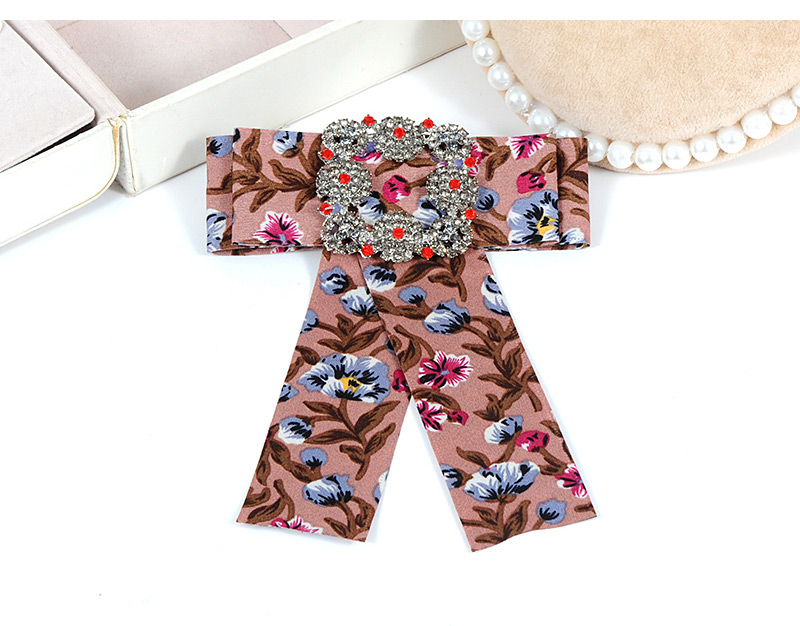 Trendy Pink+gray Flowers Pattern Decorated Bowknot Brooch,Korean Brooches