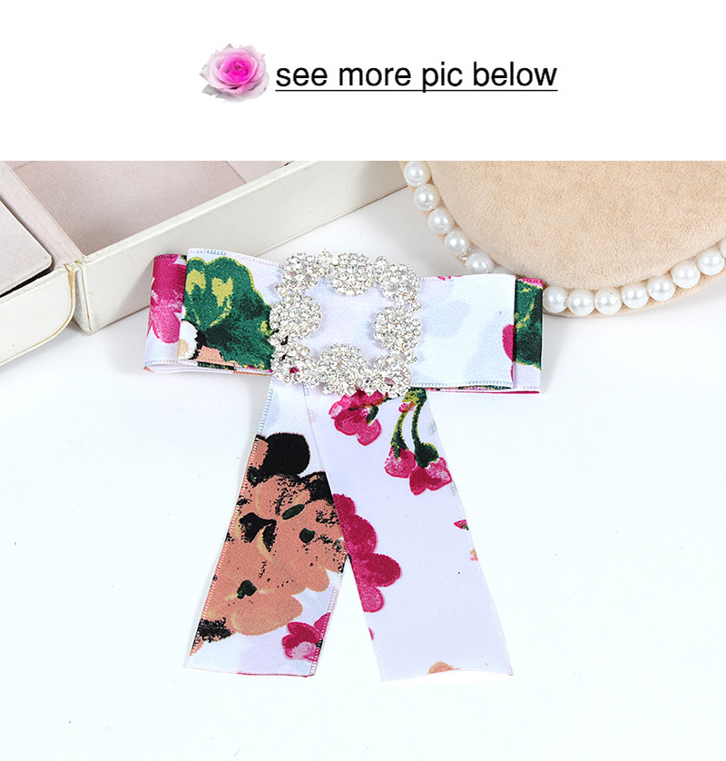 Trendy White Flowers Pattern Decorated Bowknot Brooch,Korean Brooches