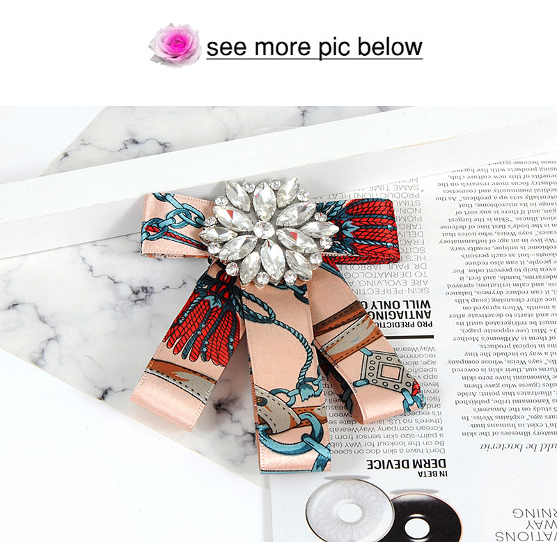 Trendy Pink Flower Shape Decorated Bowknot Brooch,Korean Brooches