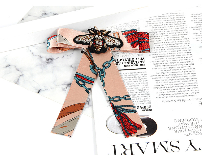 Trendy Pink Embroidered Insect Design Bowknot Brooch,Korean Brooches