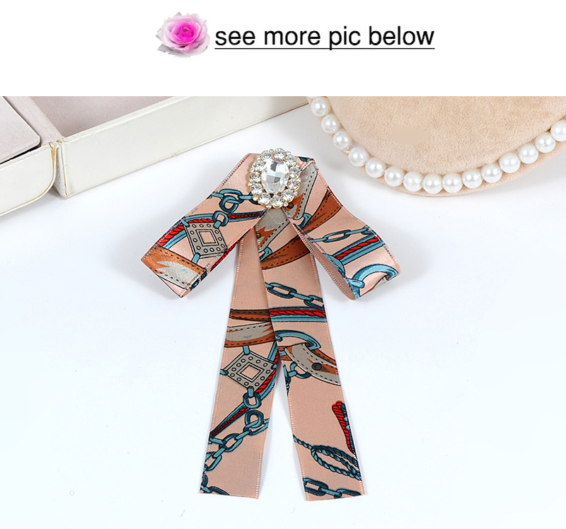 Trendy Pink Chains Pattern Decorated Bowknot Brooch,Korean Brooches