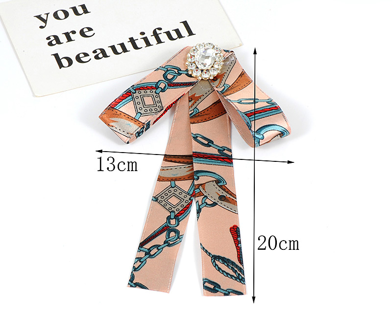 Trendy Pink Chains Pattern Decorated Bowknot Brooch,Korean Brooches