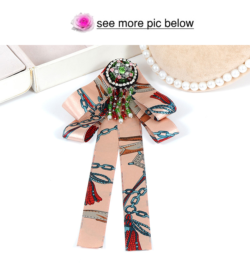 Trendy Pink Tassel Decorated Bowknot Brooch,Korean Brooches