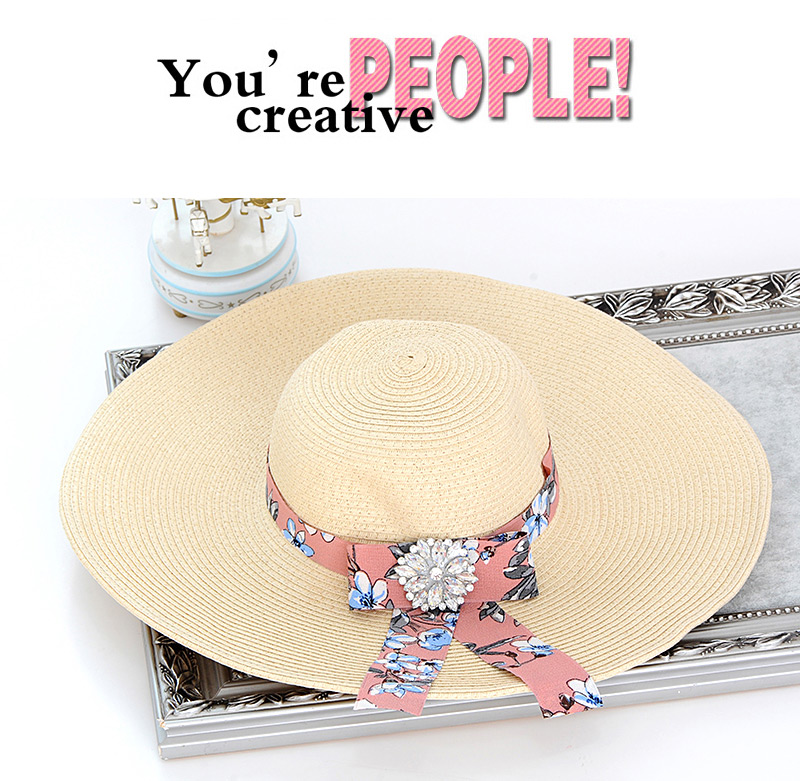 Trendy Beige Bowknot Decorated Hand-woven Hat,Sun Hats