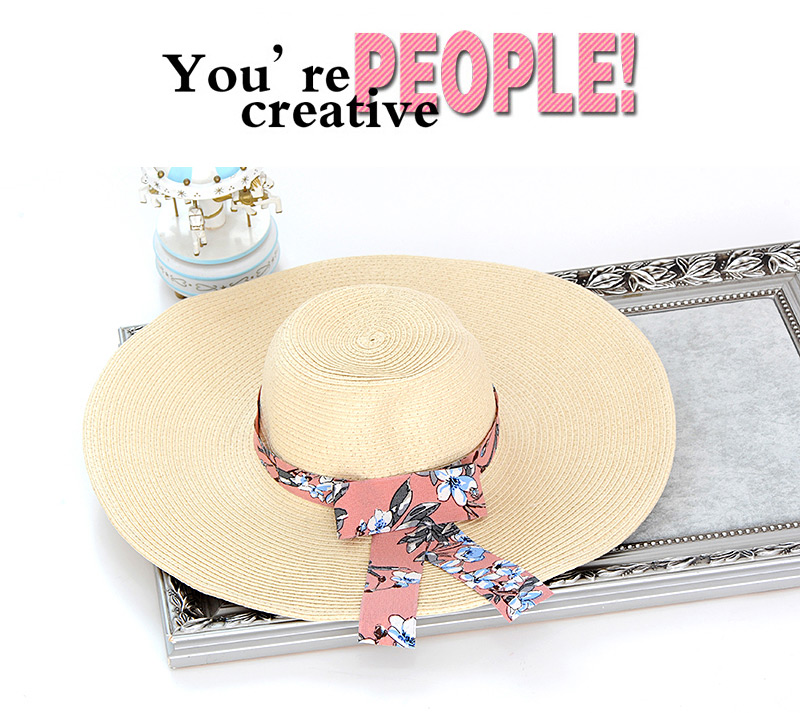 Trendy Beige Bowknot Decorated Hand-woven Hat,Sun Hats