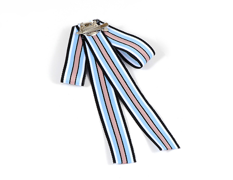 Trendy Pink Stripe Pattern Decorated Bowknot Brooch,Korean Brooches
