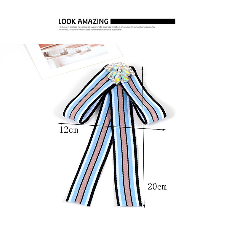 Trendy Blue Stripe Pattern Decorated Bowknot Brooch,Korean Brooches