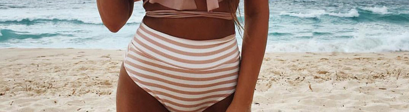 Sexy Pink Stripe Pattern Decorated Swimwear,Bikini Sets