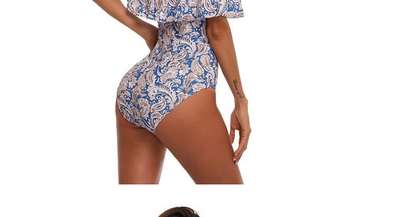 Sexy Blue Flowers Decorated Off Shoulder Swimwear,One Pieces