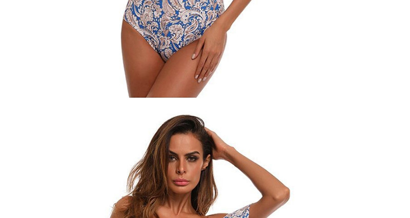 Sexy Blue Flowers Decorated Off Shoulder Swimwear,One Pieces