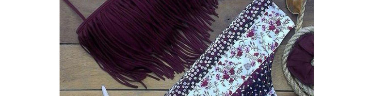 Sexy Purple Flowers&tassel Decorated Bikini,Bikini Sets