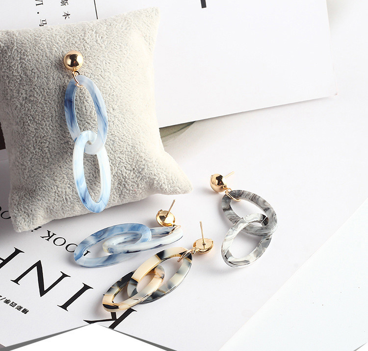Fashion Blue Circular Ring Decorated Long Earrings,Drop Earrings