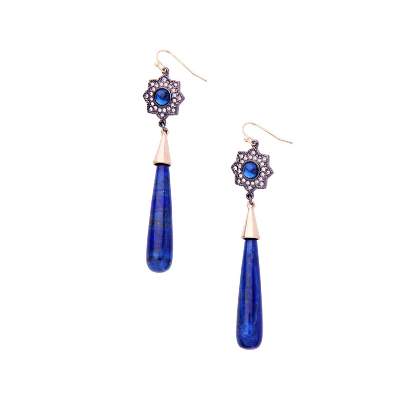 Fashion Blue Flowers Decorated Long Earrings,Drop Earrings