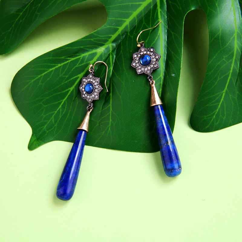 Fashion Blue Flowers Decorated Long Earrings,Drop Earrings