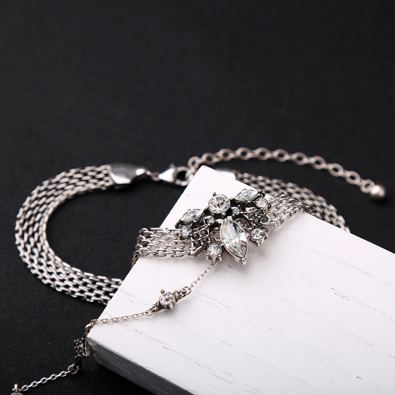 Fashion Silver Color Flowers Decorated Long Necklace,Multi Strand Necklaces