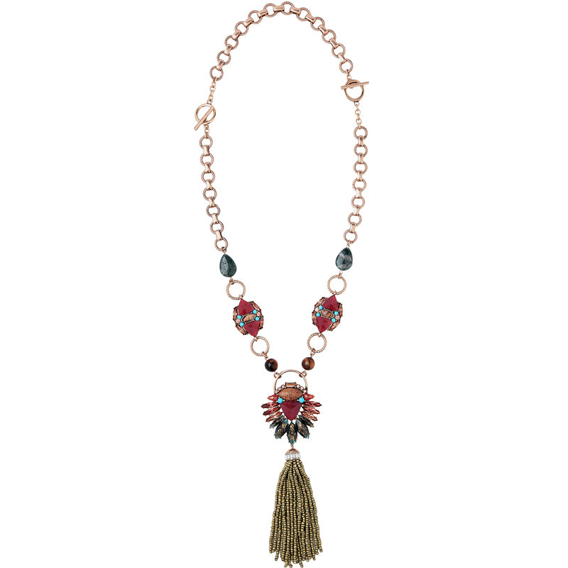 Fashion Multi-color Beads Decorated Tassel Necklace,Bib Necklaces