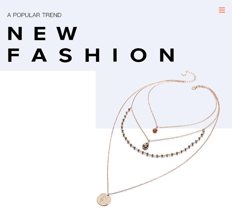 Fashion Gold Color+white Round Shape Decorated Multi-layer Necklace,Pendants