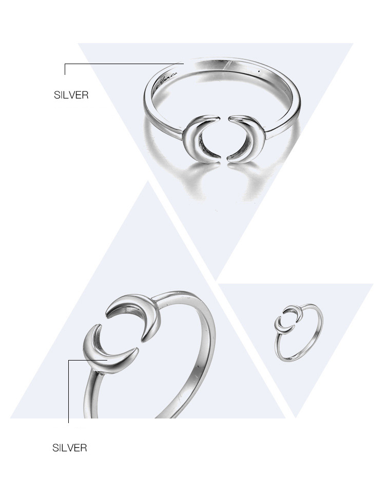 Fashion Silver Color Moons Shape Design Pure Color Ring,Fashion Rings