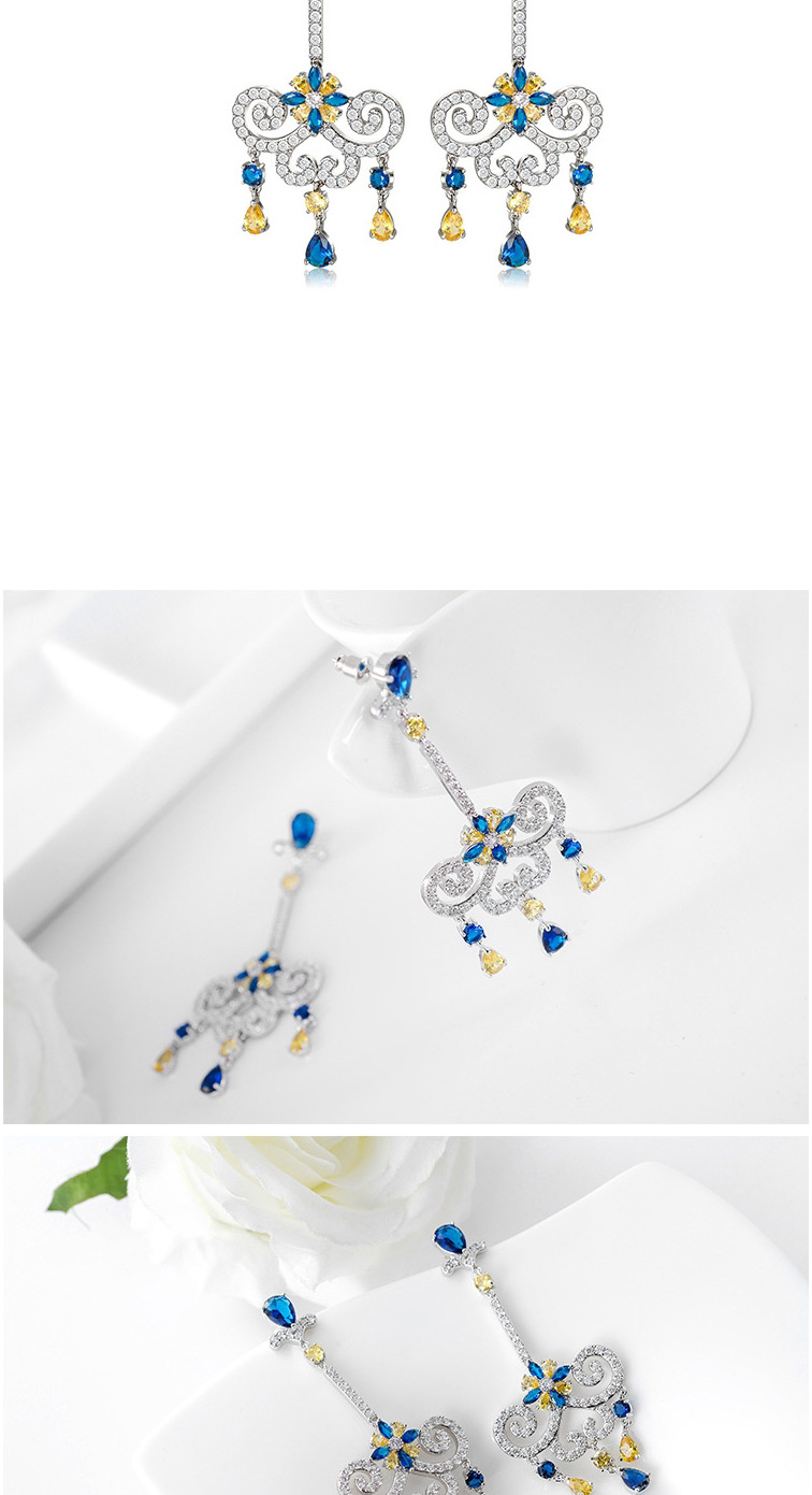 Fashion Multi-color Flowers Decorated Tassel Earrings,Drop Earrings