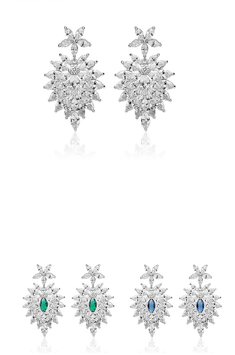 Fashion White Full Diamond Decorated Flower Shape Earrings,Stud Earrings