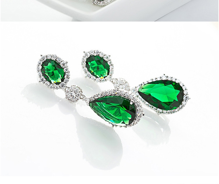 Fashion Green Water Drop Shape Design Pure Color Earrings,Drop Earrings