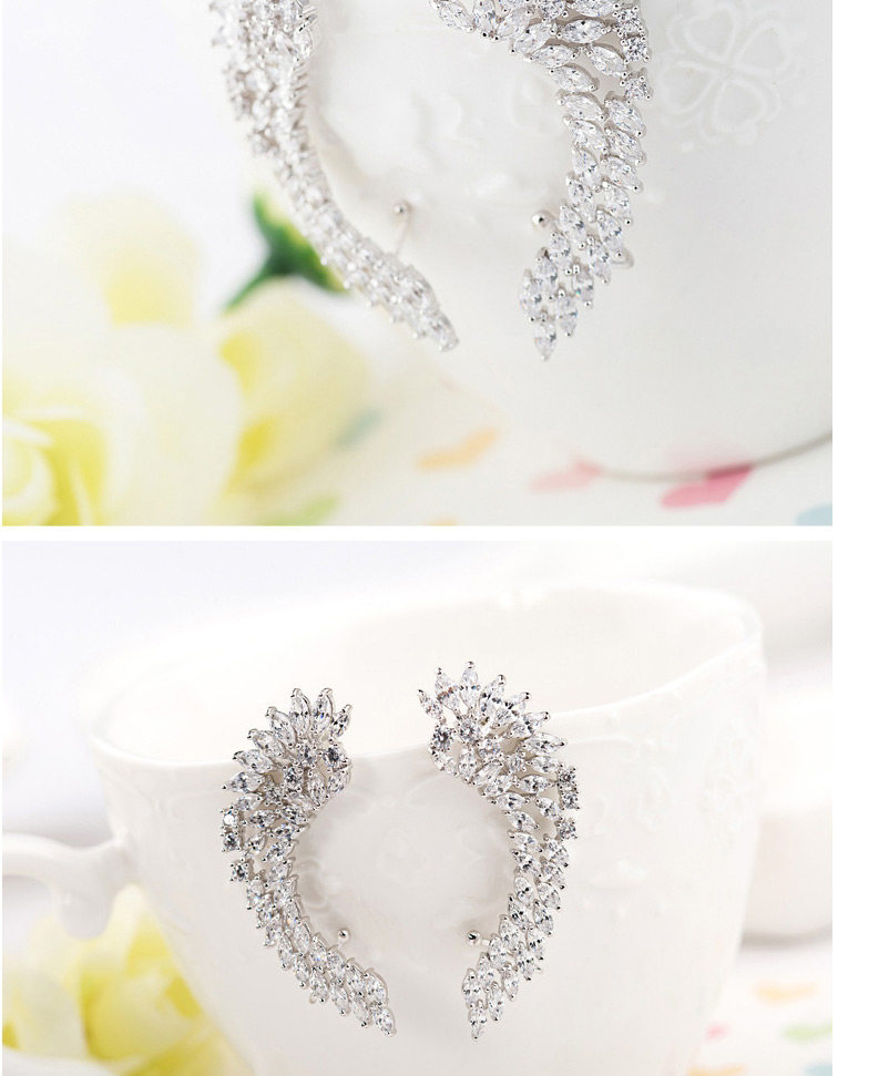 Fashion White Full Diamond Decorated Pure Color Earrings,Clip & Cuff Earrings
