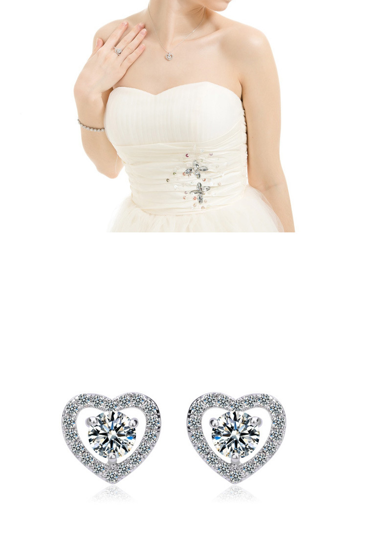 Fashion White Heart Shape Design Pure Color Earrings,Stud Earrings