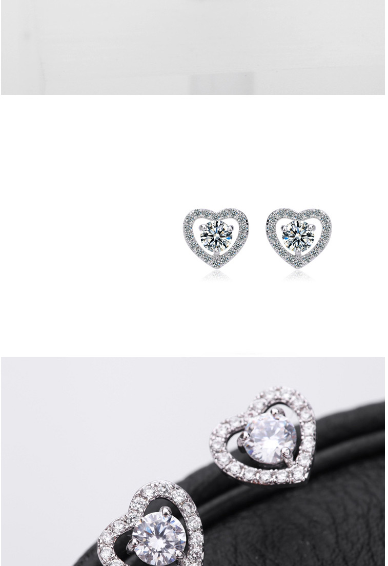 Fashion White Heart Shape Design Pure Color Earrings,Stud Earrings