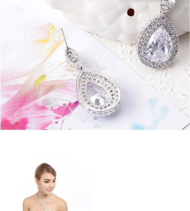 Fashion White Full Diamond Decorated Pure Color Earrings,Drop Earrings
