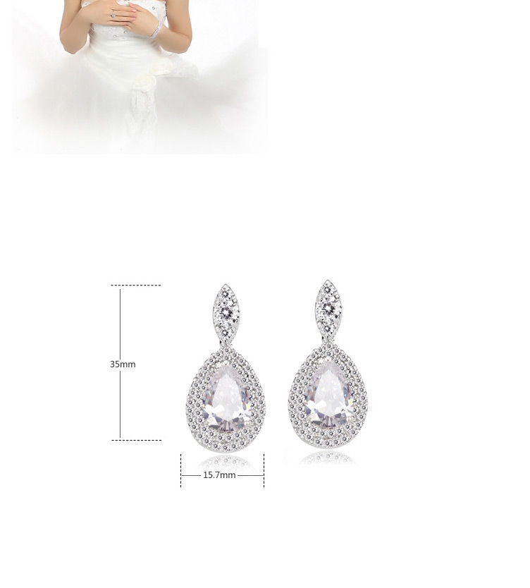 Fashion White Full Diamond Decorated Pure Color Earrings,Drop Earrings