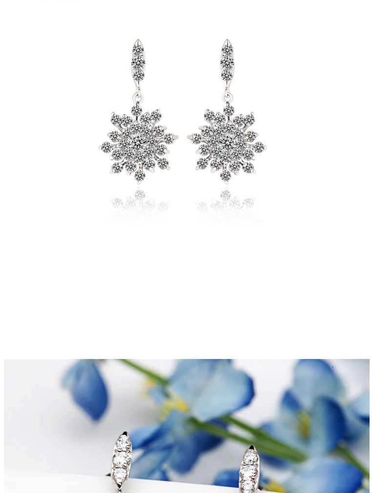 Fashion Silver Color Snowflake Shape Decorated Earrings,Earrings