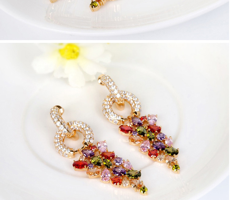 Fashion Multi-color Geometric Shape Decorated Earrings,Earrings
