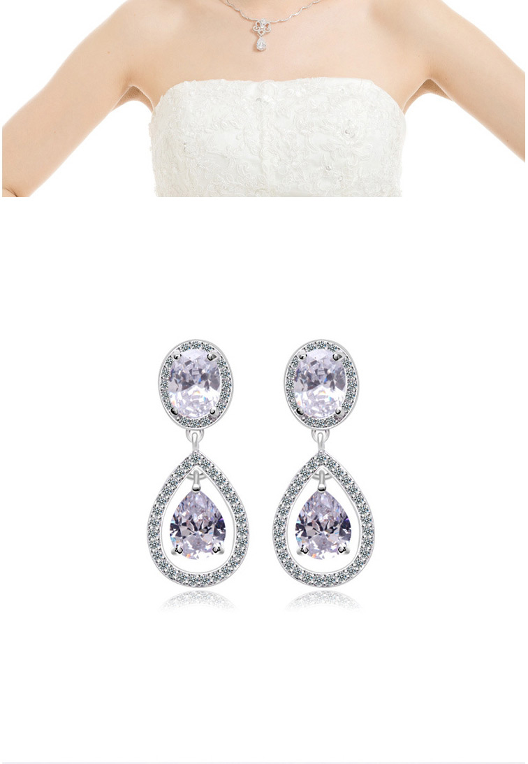 Fashion Silver Color Waterdrop Shape Decorated Earrings,Earrings