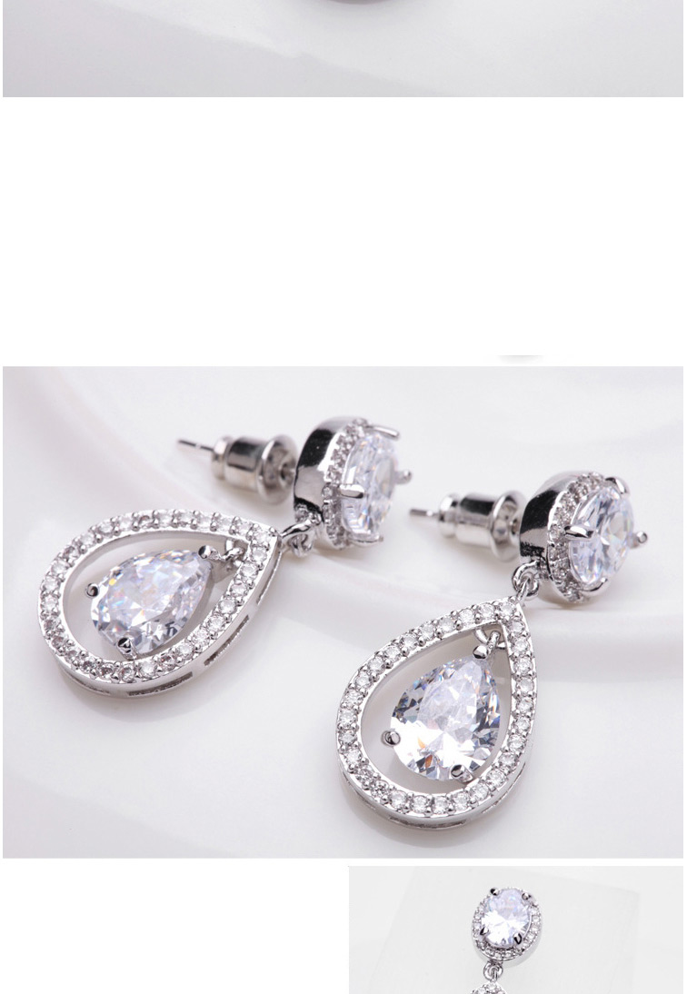 Fashion Silver Color Waterdrop Shape Decorated Earrings,Earrings