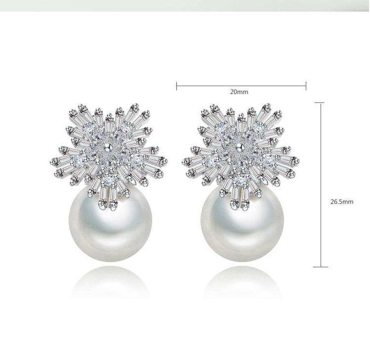 Fashion White Round Shape Decorated Earrings,Earrings
