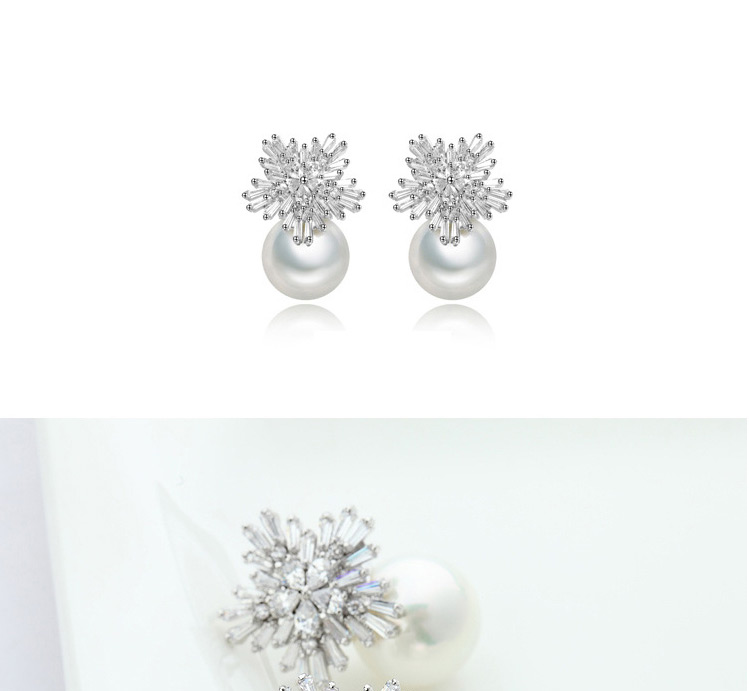 Fashion White Round Shape Decorated Earrings,Earrings