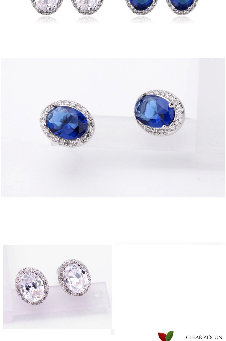 Fashion Sapphire Blue Round Shape Decorated Earrings,Earrings