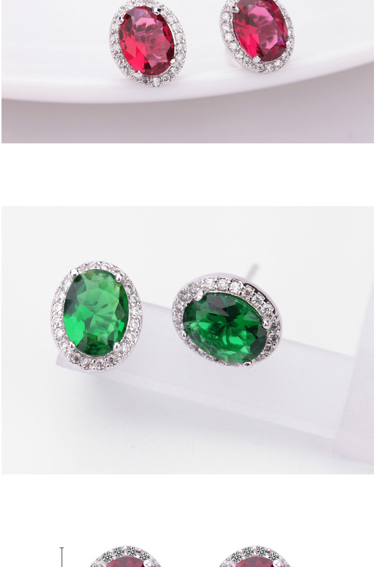 Fashion Green Round Shape Decorated Earrings,Earrings