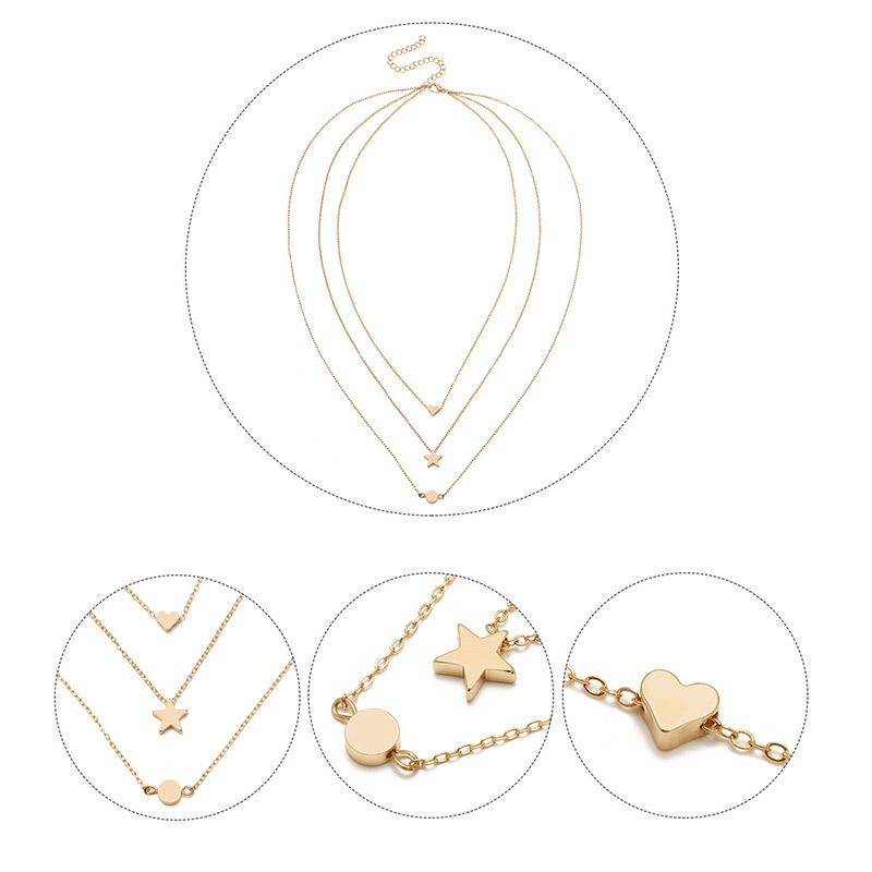 Fashion Gold Color Star Shape Pendant Decorated Necklace,Pendants
