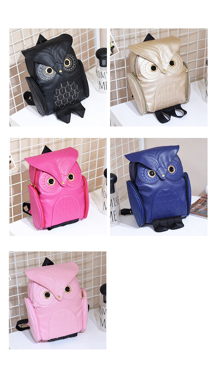 Fashion Gold Color Owl Shape Decorated Backpack,Backpack