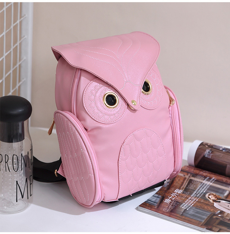 Fashion Pink Owl Shape Decorated Backpack,Backpack