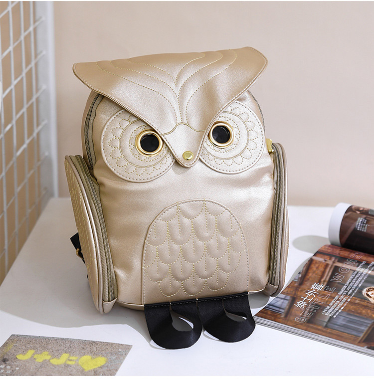 Fashion Plum Red Owl Shape Decorated Backpack,Backpack