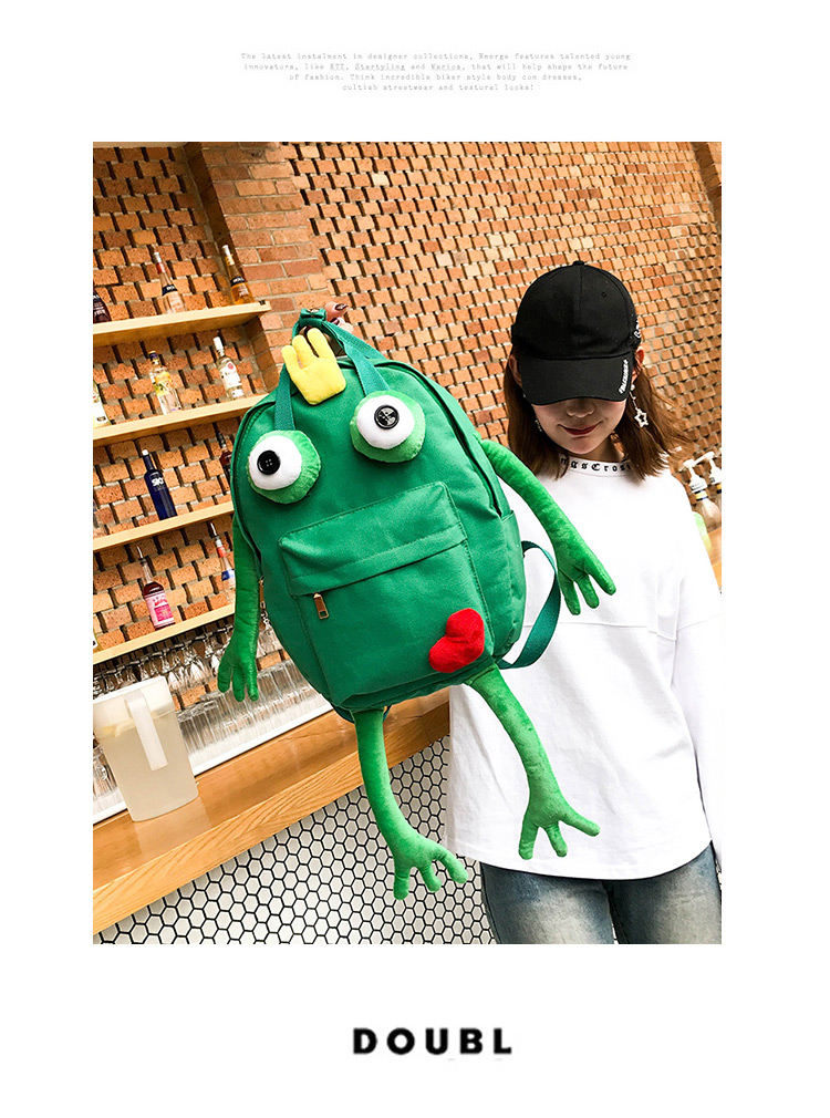 Fashion Green Frog Shape Decorated Backpack(m),Backpack