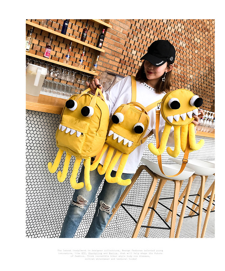 Fashion Yellow Octopus Shape Decorated Backpack(m),Backpack