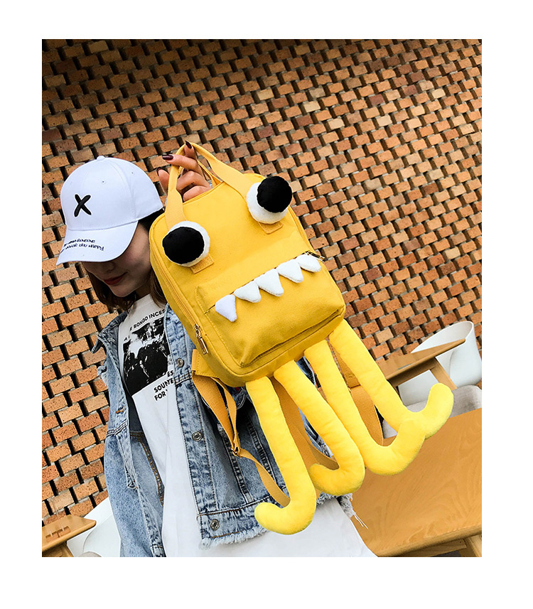 Fashion Yellow Octopus Shape Decorated Backpack(l),Backpack